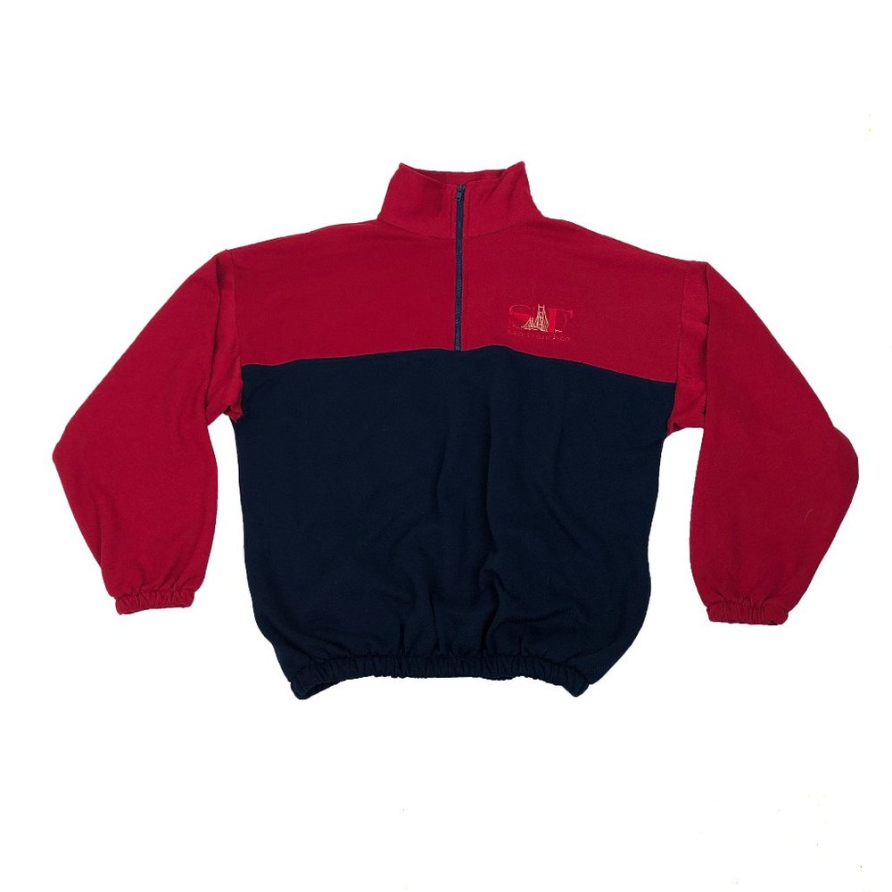Vtg San Francisco XL 1/4 Zip Sweatshirt Color Bloc